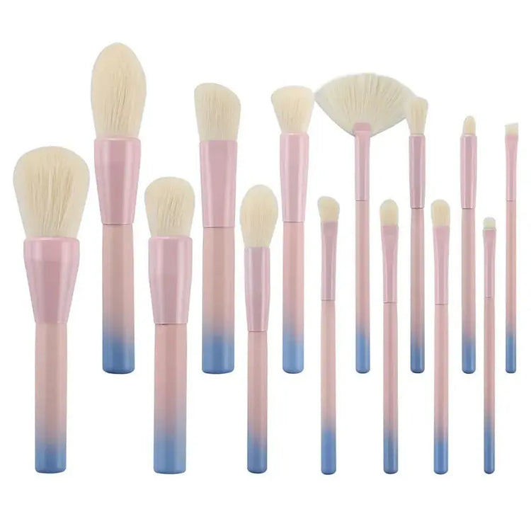 Pink Green Gradient Makeup Brushes Set - LV B&B Shop