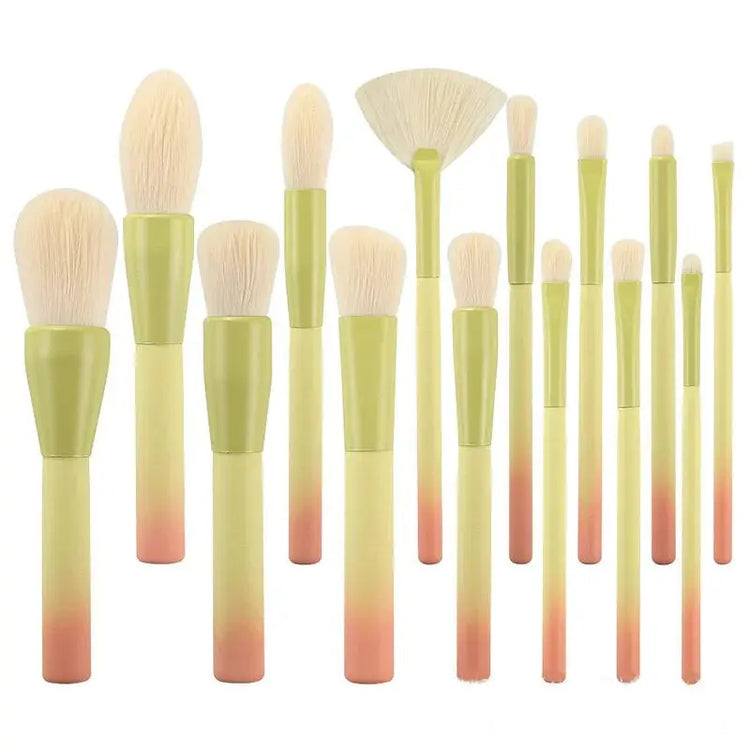 Pink Green Gradient Makeup Brushes Set - LV B&B Shop
