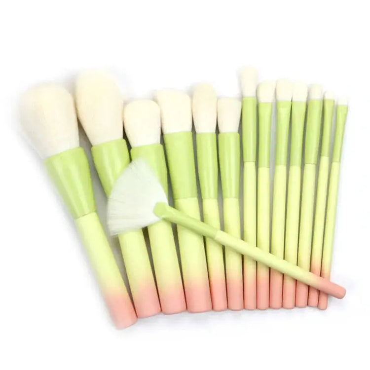 Pink Green Gradient Makeup Brushes Set - LV B&B Shop