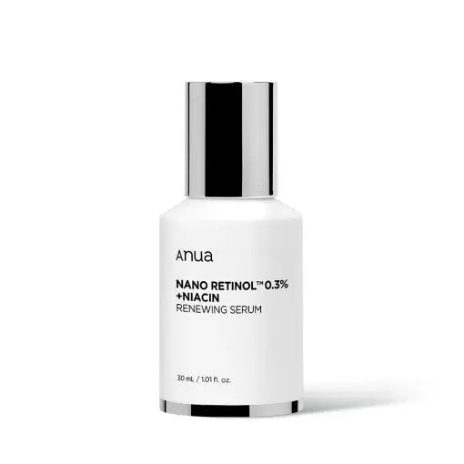 Anua Nano Retinol 0.3% + Niacin Renewing Serum 30ml bottle.
