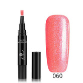 3-in-1 Nail Polish Gel Pen with vibrant pink color swatch and cap open.