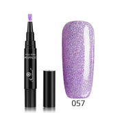 3-in-1 Nail Polish Gel Pen with purple glitter finish