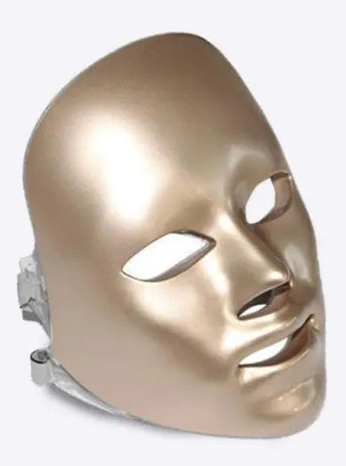 Gold LED facial beauty mask for advanced light therapy skincare.