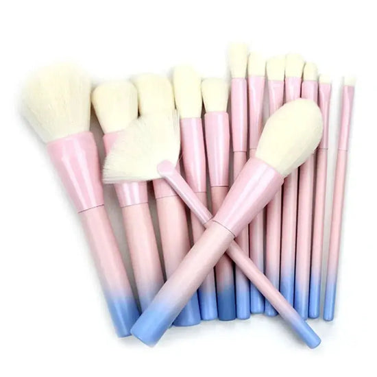 Pink Green Gradient Makeup Brushes Set - LV B&B Shop