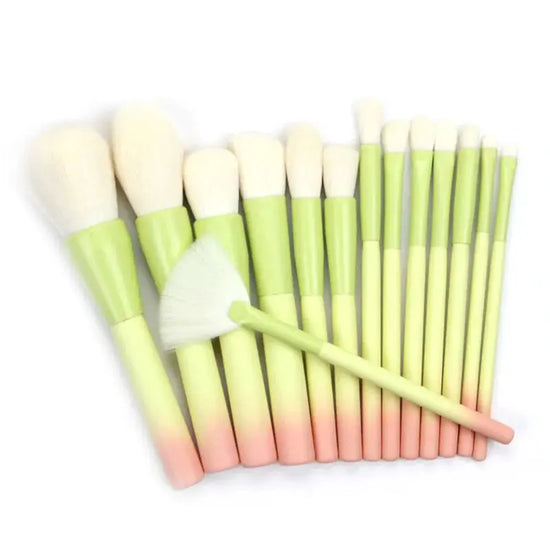 Pink Green Gradient Makeup Brushes Set - LV B&B Shop