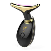 LED face and neck lifting massager with blue, green, and red light therapy.