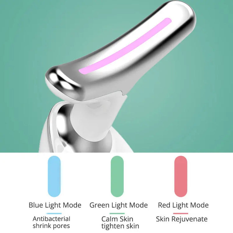 LED Face & Neck Lifting Massager with blue, green, and red light therapy.
