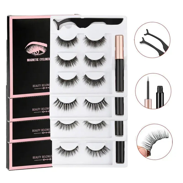 Magnetic Eyelashes Set with Waterproof Eyeliner and Tweezer Zendrop
